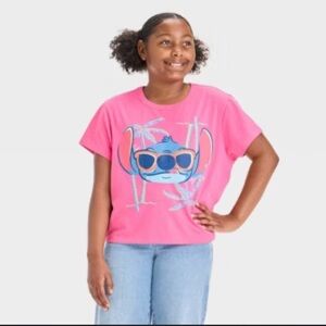 Girls XL Stitch Pink Boxy Tshirt